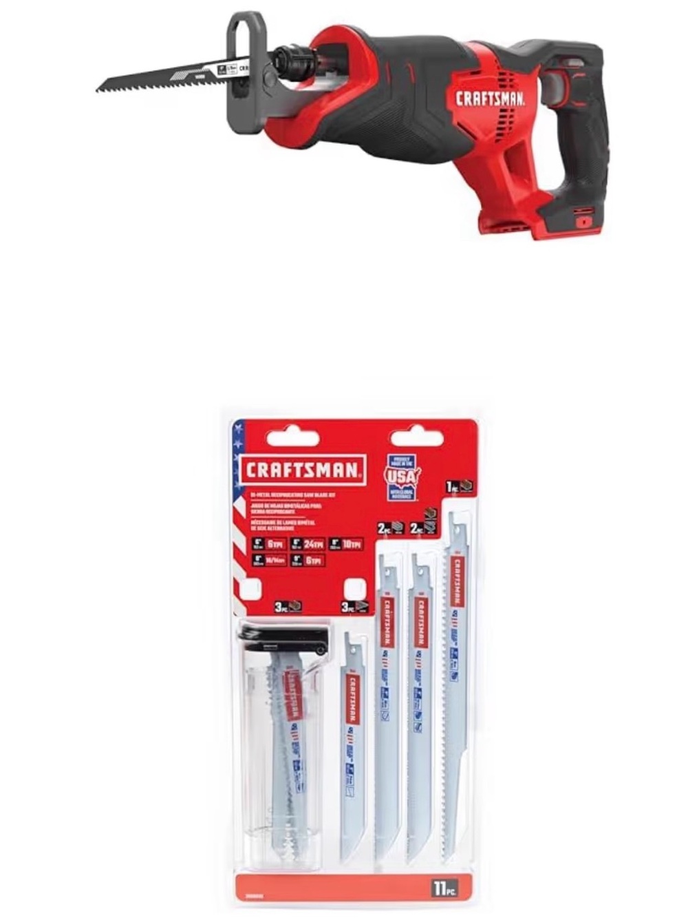 CRAFTSMAN V20 Cordless Reciprocating Saw (CMCS300) Open Box with 11-Pc Blade Set